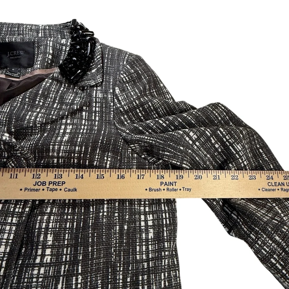 J.Crew Collection Tweed Contessa jeweled black and white Blazer‎ size 6 - Picture 9 of 15